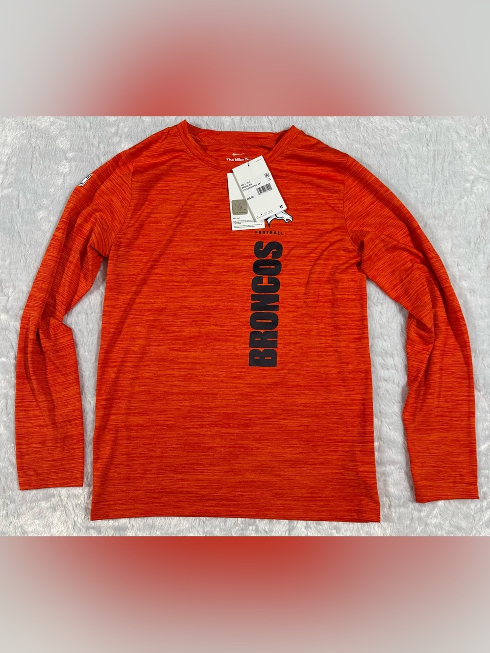 Nike NWT Denver Broncos Youth Long Sleeve Tee - Orange/Navy Blue